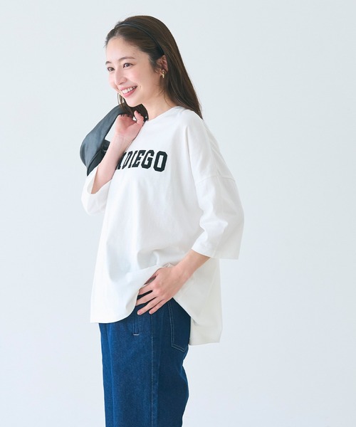 coca(coca)(コカ)の「ロゴビッグTシャツ(Tシャツ/カットソー・レディース・チャコール/ホワイト・S/M/L)」の4枚目の写真