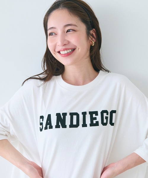 coca(coca)(コカ)の「ロゴビッグTシャツ(Tシャツ/カットソー・レディース・チャコール/ホワイト・S/M/L)」の5枚目の写真