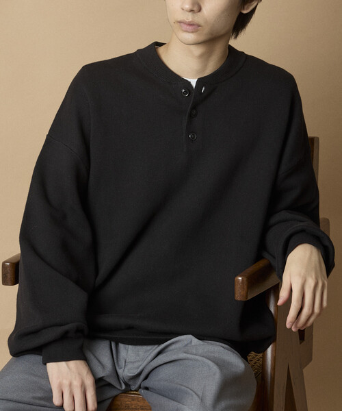 FREAK'S STORE（フリークスストア）の「限定展開 Relax Fit リラックスフィット スウェットライク ヘンリーネック ニット（ニット/セーター・メンズ・ブラック/ネイビー/チャコールグレー/アッシュグレー・MEDIUM/LARGE）」の20枚目の写真