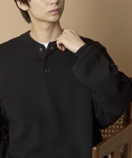 FREAK'S STORE（フリークスストア）の「限定展開 Relax Fit リラックスフィット スウェットライク ヘンリーネック ニット（ニット/セーター・メンズ・ブラック/ネイビー/チャコールグレー/アッシュグレー・MEDIUM/LARGE）」の22枚目の写真