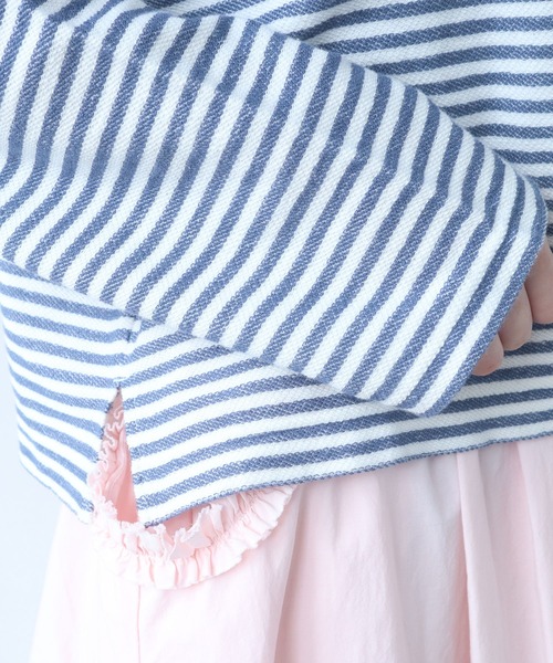 bulle de savon（ビュルデサボン）の「インレーボーダー みじかめプルオーバー（Tシャツ/カットソー・レディース・ブルー/オレンジ・FREE）」の18枚目の写真