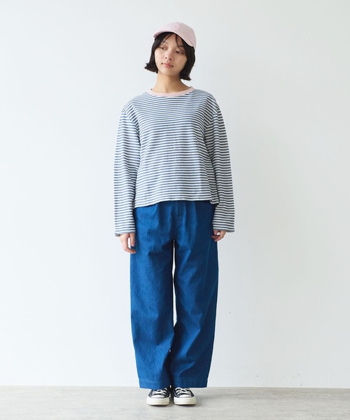 bulle de savon（ビュルデサボン）の「インレーボーダー みじかめプルオーバー（Tシャツ/カットソー・レディース・ブルー/オレンジ・FREE）」の8枚目の写真