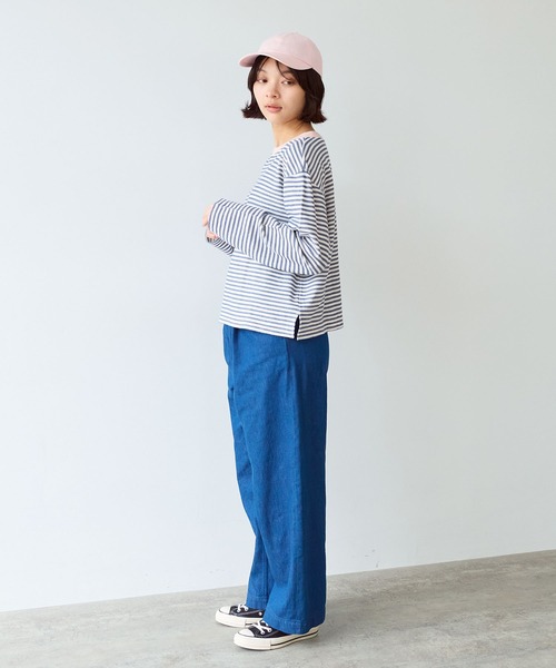 bulle de savon（ビュルデサボン）の「インレーボーダー みじかめプルオーバー（Tシャツ/カットソー・レディース・ブルー/オレンジ・FREE）」の11枚目の写真