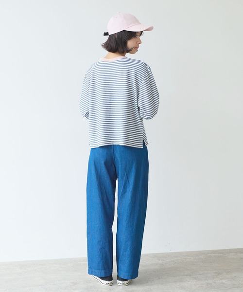 bulle de savon（ビュルデサボン）の「インレーボーダー みじかめプルオーバー（Tシャツ/カットソー・レディース・ブルー/オレンジ・FREE）」の12枚目の写真