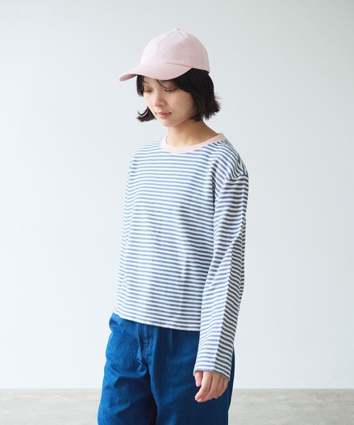 bulle de savon（ビュルデサボン）の「インレーボーダー みじかめプルオーバー（Tシャツ/カットソー・レディース・ブルー/オレンジ・FREE）」の5枚目の写真
