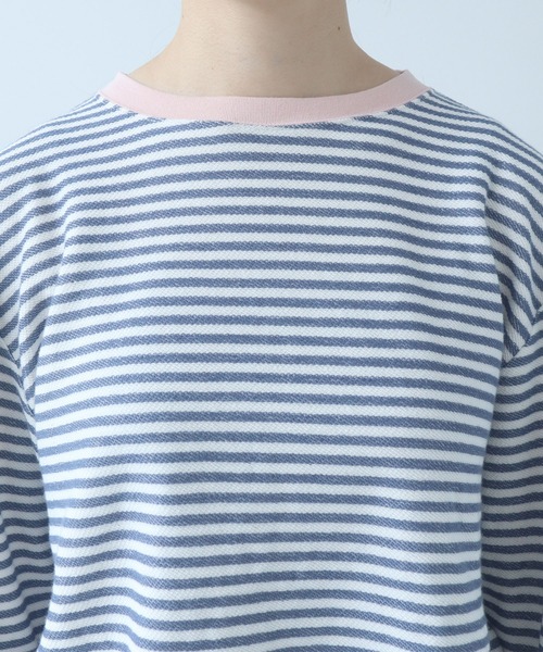 bulle de savon（ビュルデサボン）の「インレーボーダー みじかめプルオーバー（Tシャツ/カットソー・レディース・ブルー/オレンジ・FREE）」の16枚目の写真