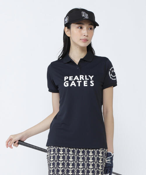 PEARLY GATES(パーリーゲイツ)の「【PEARLY GATES】PG is PG ハイゲージストレッチBOXカノコ半袖ポロシャツ(ポロシャツ・レディース・ホワイト/ネイビー/オレンジ・MEDIUM/LARGE/SMALL)」の3枚目の写真