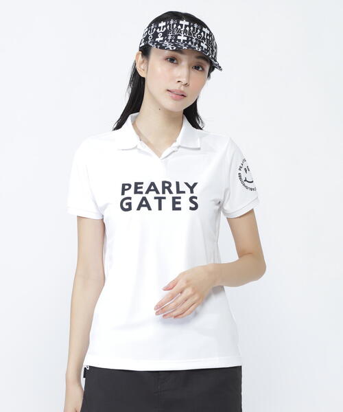 PEARLY GATES(パーリーゲイツ)の「【PEARLY GATES】PG is PG ハイゲージストレッチBOXカノコ半袖ポロシャツ(ポロシャツ・レディース・ホワイト/ネイビー/オレンジ・MEDIUM/LARGE/SMALL)」の2枚目の写真