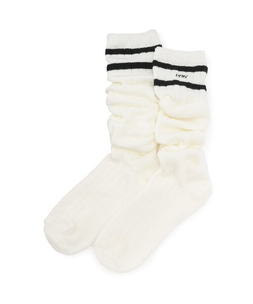 LOVETOXIC(ラブトキシック)の「ラインルーズソックス(ソックス/靴下・キッズ・サックスブルー/ブラック/オフホワイト/ブラウン/モスグリーン・F)」の1枚目の写真
