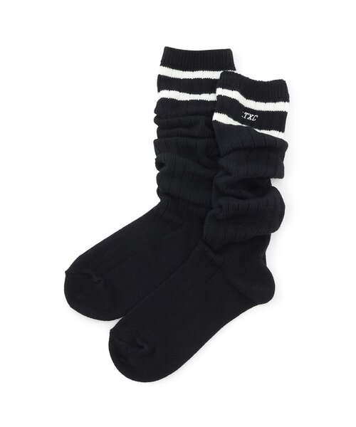 LOVETOXIC(ラブトキシック)の「ラインルーズソックス(ソックス/靴下・キッズ・サックスブルー/ブラック/オフホワイト/ブラウン/モスグリーン・F)」の2枚目の写真