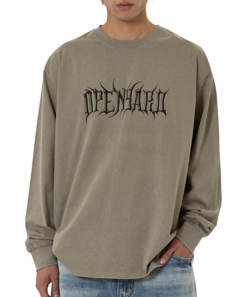 OY(オーワイ)の「『OY/オーワイ』WASHED OLD ENG L/S TEE/ウォッシュドオールドイングリッシュ長袖Tシャツ(Tシャツ/カットソー・レディース・ブラック/カーキ・L/M)」の1枚目の写真