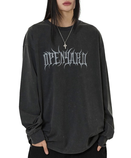 OY(オーワイ)の「『OY/オーワイ』WASHED OLD ENG L/S TEE/ウォッシュドオールドイングリッシュ長袖Tシャツ(Tシャツ/カットソー・レディース・ブラック/カーキ・L/M)」の2枚目の写真