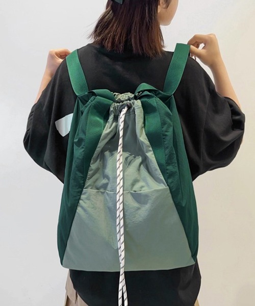 ONEP STAR(ワンピスター)の「ドローストリングトートリュック(トートバッグ・レディース・オフホワイト/ブラック/グリーン/パープル・FREE)」の13枚目の写真