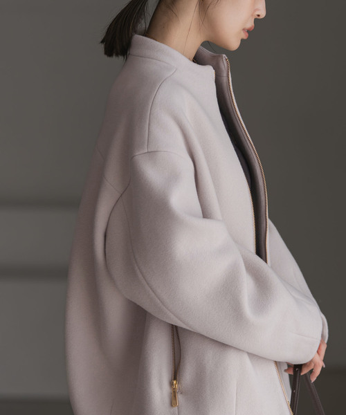 MTRレイズドネックジップコート（ノーカラーコート）｜NOBLE