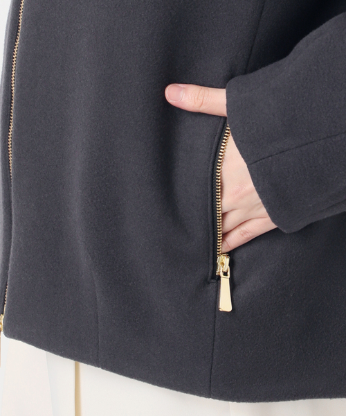 セール】MTRレイズドネックジップコート（ノーカラーコート）｜NOBLE