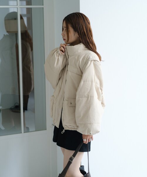 セール】【袖取り外し可/無地&花柄】コーデュロイ中綿ミドルジャケット