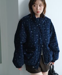 Kastane（カスタネ）の「【WEB先行/袖取り外し可/無地&花柄】コーデュロイ中綿ミドルジャケット（ダウンジャケット/コート）」