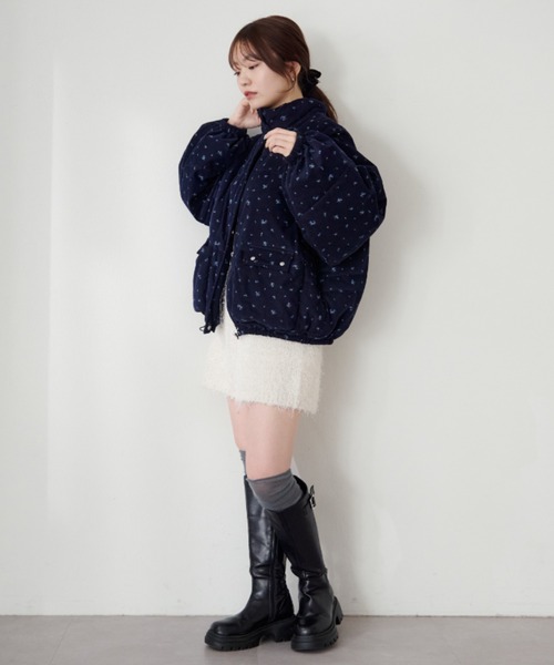 Kastane（カスタネ）の「【袖取り外し可/無地&花柄】コーデュロイ中綿ミドルジャケット（ダウンジャケット/コート・レディース・ネイビー/アイボリー/ホワイト系その他・FREE）」の16枚目の写真