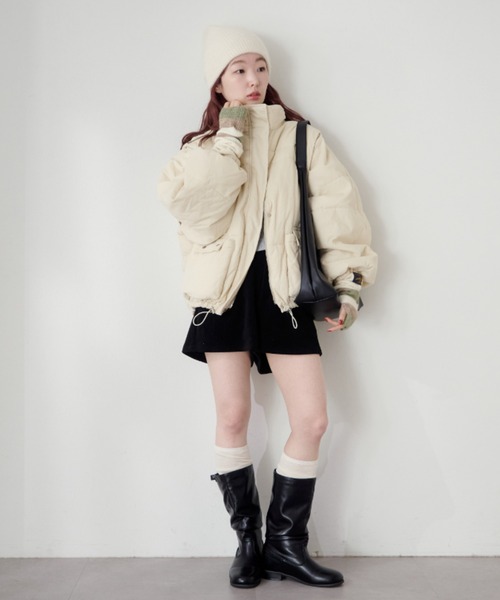 Kastane（カスタネ）の「【袖取り外し可/無地&花柄】コーデュロイ中綿