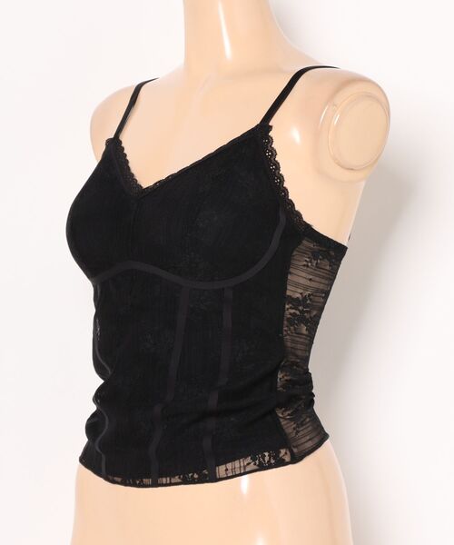 Lace Ladies(レースレディース)の「ロマンチック レース コンパクト カップ付き キャミソール(キャミソール・レディース・グレイッシュベージュ/アイボリー/ブラック・L/M)」の4枚目の写真