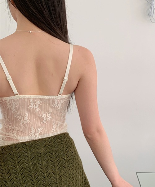 Lace Ladies(レースレディース)の「ロマンチック レース コンパクト カップ付き キャミソール(キャミソール・レディース・グレイッシュベージュ/アイボリー/ブラック・L/M)」の9枚目の写真