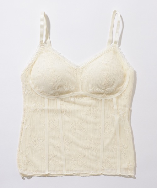 Lace Ladies(レースレディース)の「ロマンチック レース コンパクト カップ付き キャミソール(キャミソール・レディース・グレイッシュベージュ/アイボリー/ブラック・L/M)」の12枚目の写真