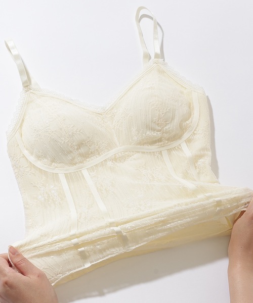 Lace Ladies(レースレディース)の「ロマンチック レース コンパクト カップ付き キャミソール(キャミソール・レディース・グレイッシュベージュ/アイボリー/ブラック・L/M)」の19枚目の写真
