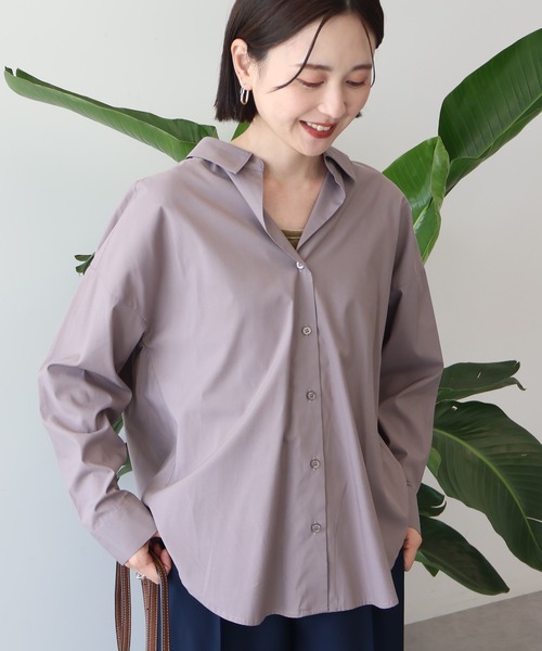 AMERICAN HOLIC(アメリカンホリック)の「抜け衿スキッパーシャツ(シャツ/ブラウス・レディース・ベージュ系その他2/ブルー系その他7/グレイッシュベージュ/オフホワイト・L/M)」の3枚目の写真