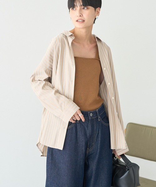 AMERICAN HOLIC(アメリカンホリック)の「抜け衿スキッパーシャツ(シャツ/ブラウス・レディース・ベージュ系その他2/ブルー系その他7/グレイッシュベージュ/オフホワイト・L/M)」の1枚目の写真