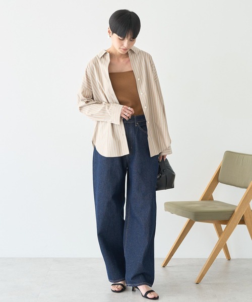 AMERICAN HOLIC(アメリカンホリック)の「抜け衿スキッパーシャツ(シャツ/ブラウス・レディース・ベージュ系その他2/ブルー系その他7/グレイッシュベージュ/オフホワイト・L/M)」の7枚目の写真