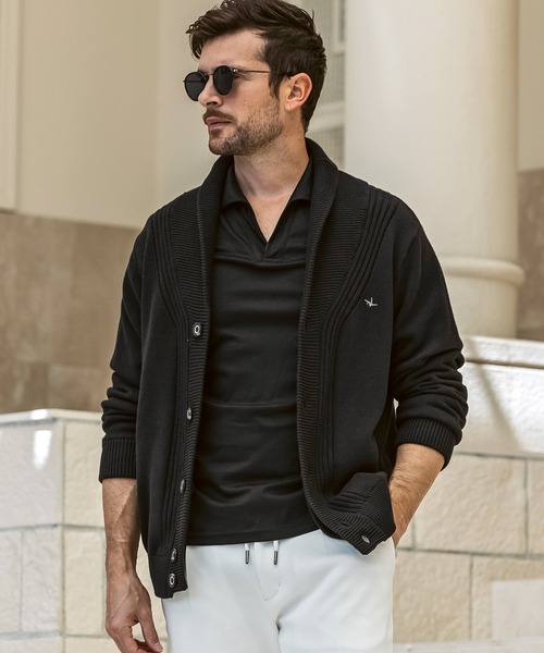 1PIU1UGUALE3  RELAX （ウノピゥウノウグァーレトレ リラックス）の「1PIU1UGUALE3 RELAX(ウノピゥウノウグァーレトレ リラックス)センターリブ ヘビーウェイト ニットカーディガン（カーディガン/ボレロ・メンズ・カーキ/ブラック・XL/L/M/S）」の2枚目の写真