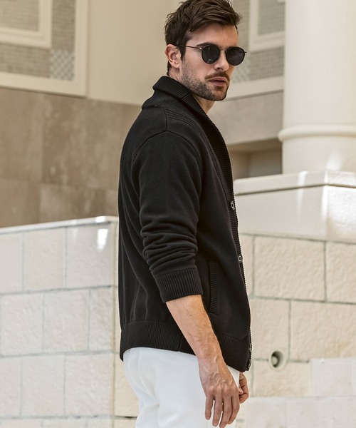 1PIU1UGUALE3  RELAX （ウノピゥウノウグァーレトレ リラックス）の「1PIU1UGUALE3 RELAX(ウノピゥウノウグァーレトレ リラックス)センターリブ ヘビーウェイト ニットカーディガン（カーディガン/ボレロ・メンズ・カーキ/ブラック・XL/L/M/S）」の5枚目の写真