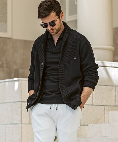 1PIU1UGUALE3  RELAX （ウノピゥウノウグァーレトレ リラックス）の「1PIU1UGUALE3 RELAX(ウノピゥウノウグァーレトレ リラックス)センターリブ ヘビーウェイト ニットカーディガン（カーディガン/ボレロ・メンズ・カーキ/ブラック・XL/L/M/S）」の6枚目の写真