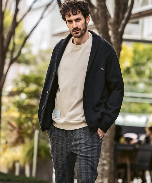 1PIU1UGUALE3  RELAX （ウノピゥウノウグァーレトレ リラックス）の「1PIU1UGUALE3 RELAX(ウノピゥウノウグァーレトレ リラックス)センターリブ ヘビーウェイト ニットカーディガン（カーディガン/ボレロ・メンズ・カーキ/ブラック・XL/L/M/S）」の11枚目の写真