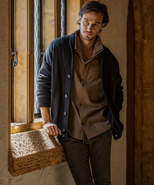 1PIU1UGUALE3  RELAX （ウノピゥウノウグァーレトレ リラックス）の「1PIU1UGUALE3 RELAX(ウノピゥウノウグァーレトレ リラックス)センターリブ ヘビーウェイト ニットカーディガン（カーディガン/ボレロ・メンズ・カーキ/ブラック・XL/L/M/S）」の13枚目の写真