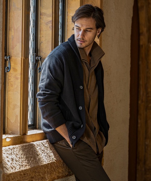 1PIU1UGUALE3  RELAX （ウノピゥウノウグァーレトレ リラックス）の「1PIU1UGUALE3 RELAX(ウノピゥウノウグァーレトレ リラックス)センターリブ ヘビーウェイト ニットカーディガン（カーディガン/ボレロ・メンズ・カーキ/ブラック・XL/L/M/S）」の14枚目の写真