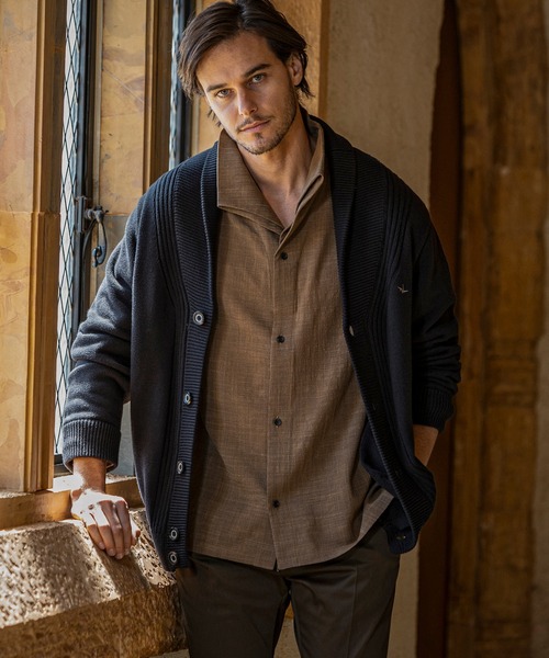 1PIU1UGUALE3  RELAX （ウノピゥウノウグァーレトレ リラックス）の「1PIU1UGUALE3 RELAX(ウノピゥウノウグァーレトレ リラックス)センターリブ ヘビーウェイト ニットカーディガン（カーディガン/ボレロ・メンズ・カーキ/ブラック・XL/L/M/S）」の15枚目の写真