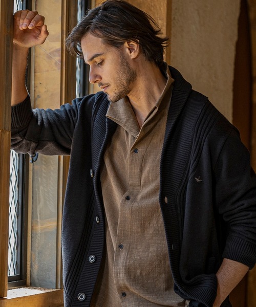 1PIU1UGUALE3  RELAX （ウノピゥウノウグァーレトレ リラックス）の「1PIU1UGUALE3 RELAX(ウノピゥウノウグァーレトレ リラックス)センターリブ ヘビーウェイト ニットカーディガン（カーディガン/ボレロ・メンズ・カーキ/ブラック・XL/L/M/S）」の16枚目の写真