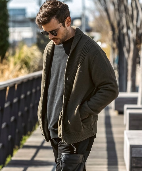 1PIU1UGUALE3  RELAX （ウノピゥウノウグァーレトレ リラックス）の「1PIU1UGUALE3 RELAX(ウノピゥウノウグァーレトレ リラックス)センターリブ ヘビーウェイト ニットカーディガン（カーディガン/ボレロ・メンズ・カーキ/ブラック・XL/L/M/S）」の20枚目の写真