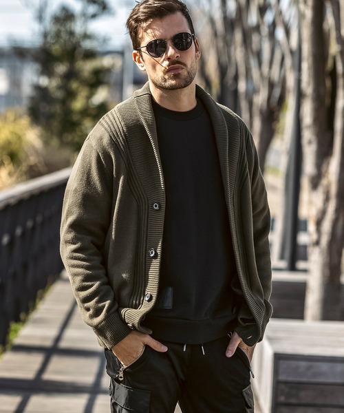 1PIU1UGUALE3  RELAX （ウノピゥウノウグァーレトレ リラックス）の「1PIU1UGUALE3 RELAX(ウノピゥウノウグァーレトレ リラックス)センターリブ ヘビーウェイト ニットカーディガン（カーディガン/ボレロ・メンズ・カーキ/ブラック・XL/L/M/S）」の21枚目の写真