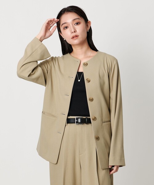 MARW UNITED ARROWS(マルゥ ユナイテッドアローズ)の「<MARW UNITED ARROWS>ノーカラー シャツ ジャケット(シャツ/ブラウス・レディース・ブラック/ベージュ・FREE)」の3枚目の写真