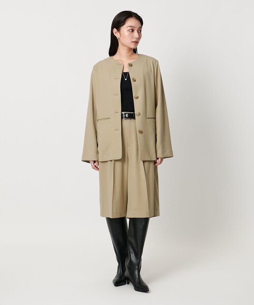 MARW UNITED ARROWS(マルゥ ユナイテッドアローズ)の「<MARW UNITED ARROWS>ノーカラー シャツ ジャケット(シャツ/ブラウス・レディース・ブラック/ベージュ・FREE)」の4枚目の写真