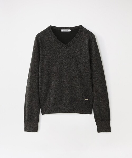 LOVELESS（ラブレス）の「ラメハイゲージVネック（ニット/セーター・レディース・ブラック/オフホワイト/ブラウン系その他4/グリーン系その他/ライトピンク/ベージュ系その他・34/36）」の2枚目の写真