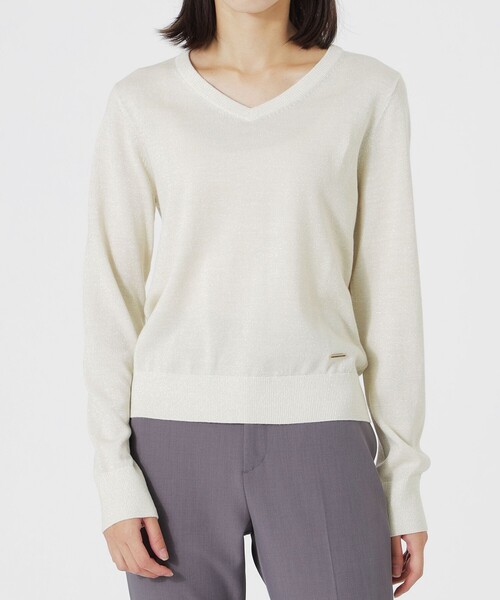 LOVELESS（ラブレス）の「ラメハイゲージVネック（ニット/セーター・レディース・ブラック/オフホワイト/ブラウン系その他4/グリーン系その他/ライトピンク/ベージュ系その他・34/36）」の9枚目の写真