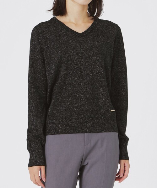 LOVELESS（ラブレス）の「ラメハイゲージVネック（ニット/セーター・レディース・ブラック/オフホワイト/ブラウン系その他4/グリーン系その他/ライトピンク/ベージュ系その他・34/36）」の10枚目の写真