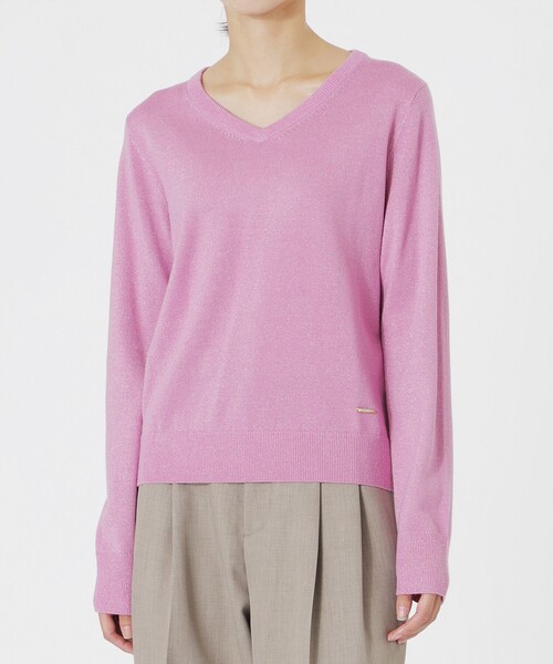 LOVELESS（ラブレス）の「ラメハイゲージVネック（ニット/セーター・レディース・ブラック/オフホワイト/ブラウン系その他4/グリーン系その他/ライトピンク/ベージュ系その他・34/36）」の11枚目の写真