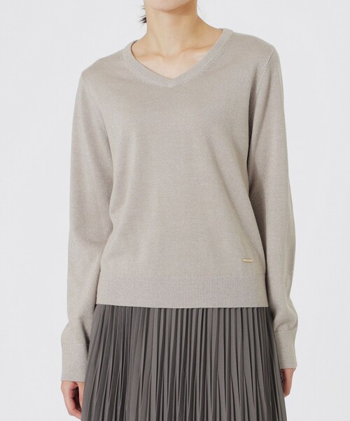 LOVELESS（ラブレス）の「ラメハイゲージVネック（ニット/セーター・レディース・ブラック/オフホワイト/ブラウン系その他4/グリーン系その他/ライトピンク/ベージュ系その他・34/36）」の12枚目の写真