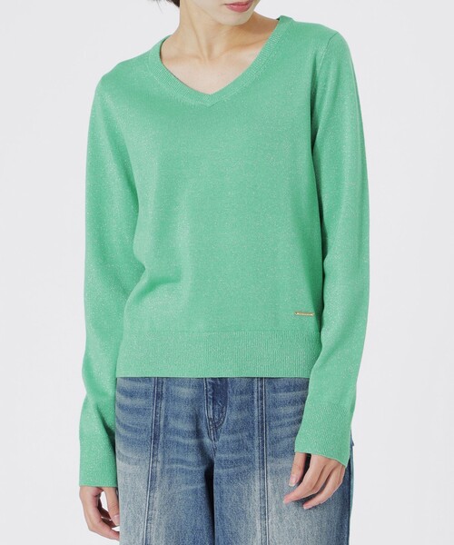 LOVELESS（ラブレス）の「ラメハイゲージVネック（ニット/セーター・レディース・ブラック/オフホワイト/ブラウン系その他4/グリーン系その他/ライトピンク/ベージュ系その他・34/36）」の14枚目の写真