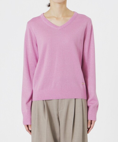 LOVELESS（ラブレス）の「ラメハイゲージVネック（ニット/セーター・レディース・ブラック/オフホワイト/ブラウン系その他4/グリーン系その他/ライトピンク/ベージュ系その他・34/36）」の21枚目の写真