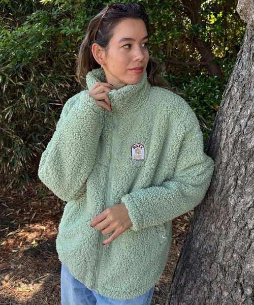 ROXY（ロキシー）の「BELLIS BOA JACKET/ロキシー撥水加工モコモコボアジャケット・ブルゾン（ブルゾン・レディース・コーラル/ブラック/ナチュラル/ブラウン/グリーン・SMALL/MEDIUM/LARGE）」の4枚目の写真